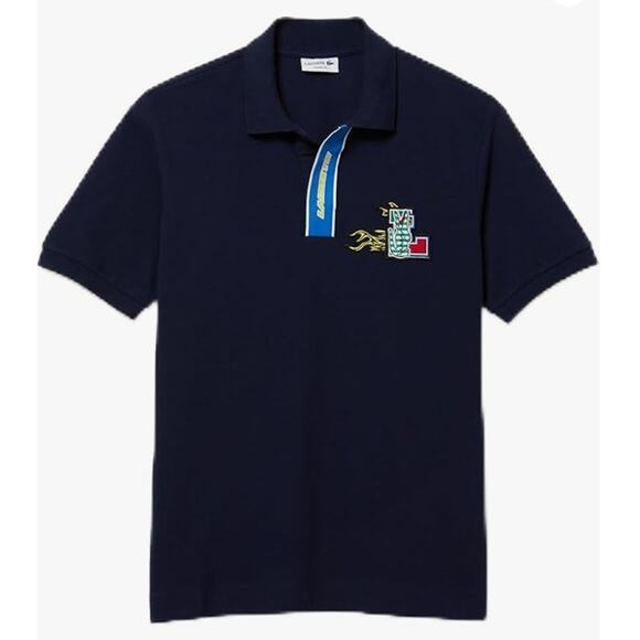 Lacoste Men's Contrast Placket and Crocodile Badge Polo Marine2XL
